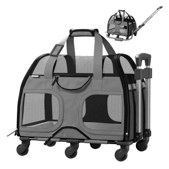 Katziela Luxury Rider Pro Pet Carrier  Double Telescopic Handle Grey - Picture 1 of 12